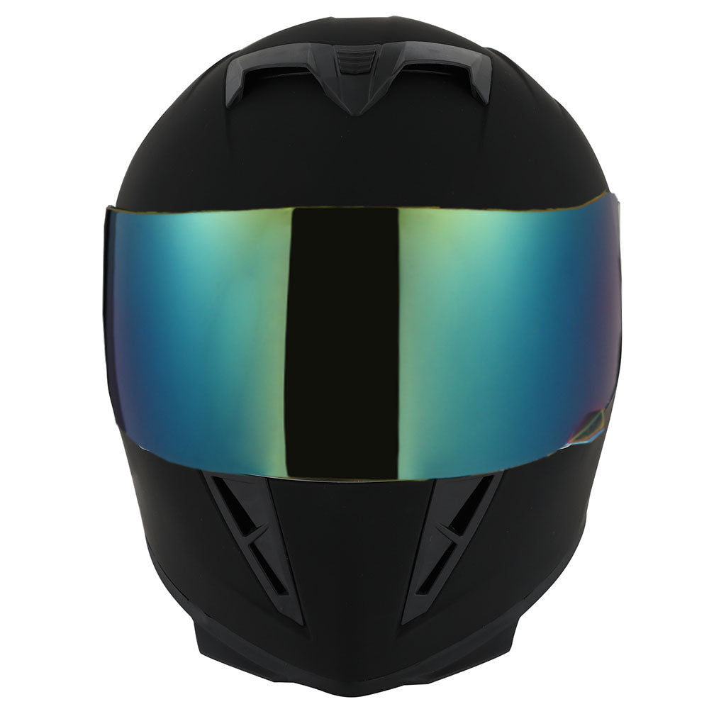 1Storm Motorcycle Full Face Helmet Skull King HJK311 Matt Black + One Extra Clear Shield + Motorcycle Bluetooth Headset