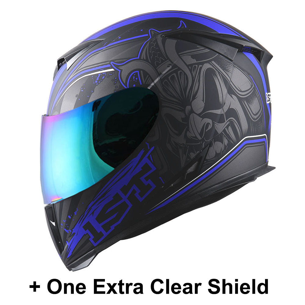 1Storm Motorcycle Full Face Helmet Skull King + One Extra