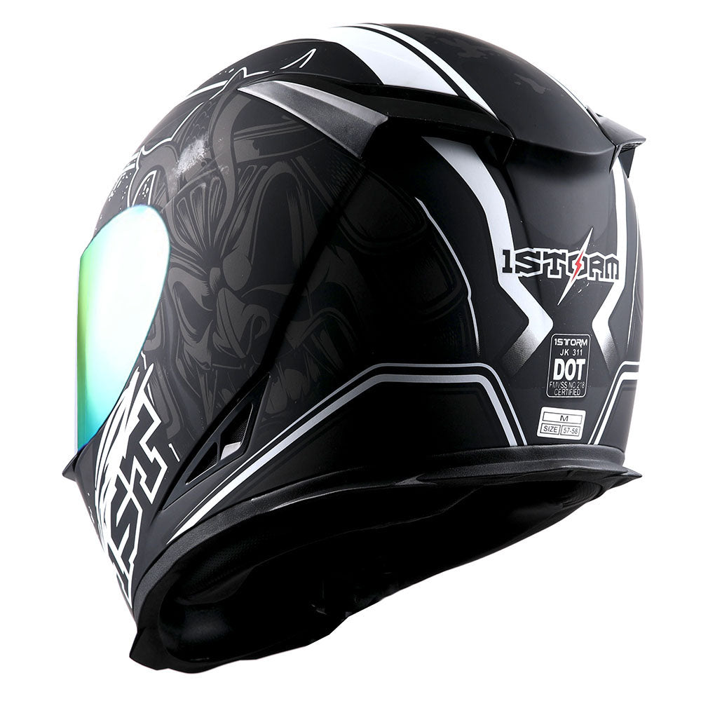 1Storm Motorcycle Full Face Helmet Skull King + One Extra Clear Shield: HJK311