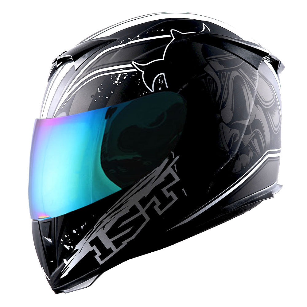 1Storm Motorcycle Full Face Helmet Skull King + One Extra Clear Shield: HJK311
