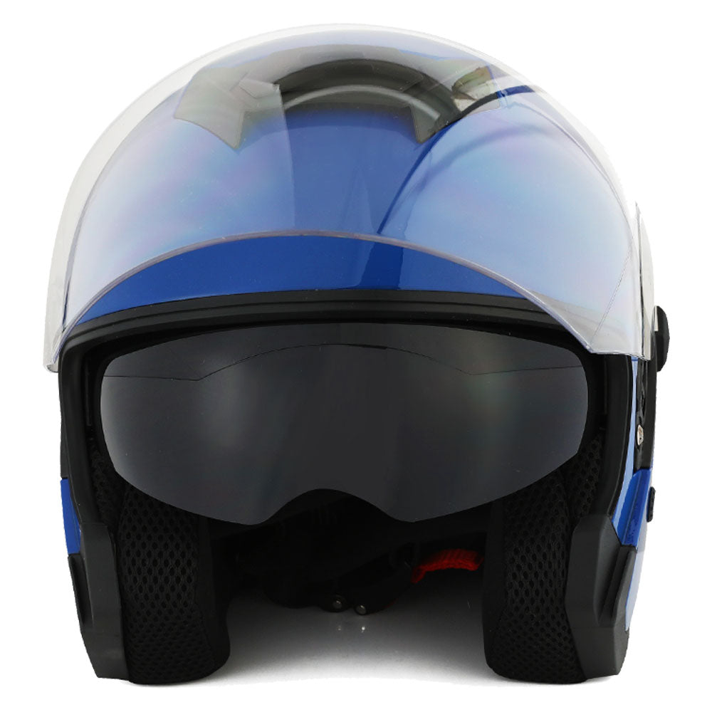 1Storm Motorcycle Open Face Helmet Scooter Classical Knight Bike Dual Lens/Sun Visor + Motorcycle Bluetooth Headset: HJK526