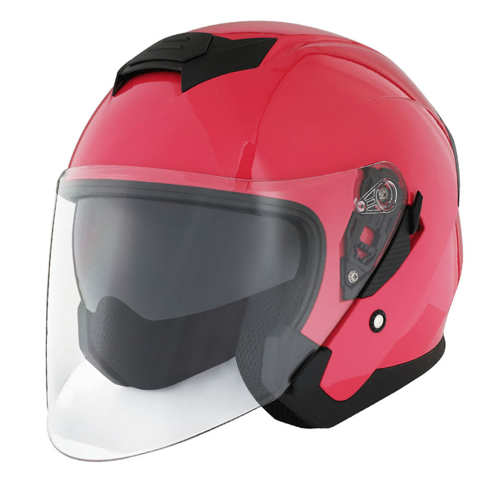 1Storm Motorcycle Open Face Helmet Scooter ClassicL Knight Bike Dual Lens/Sun Visor: HJK526 Matt Black / L( 57-58 cm 22.4/22.8 Inch )
