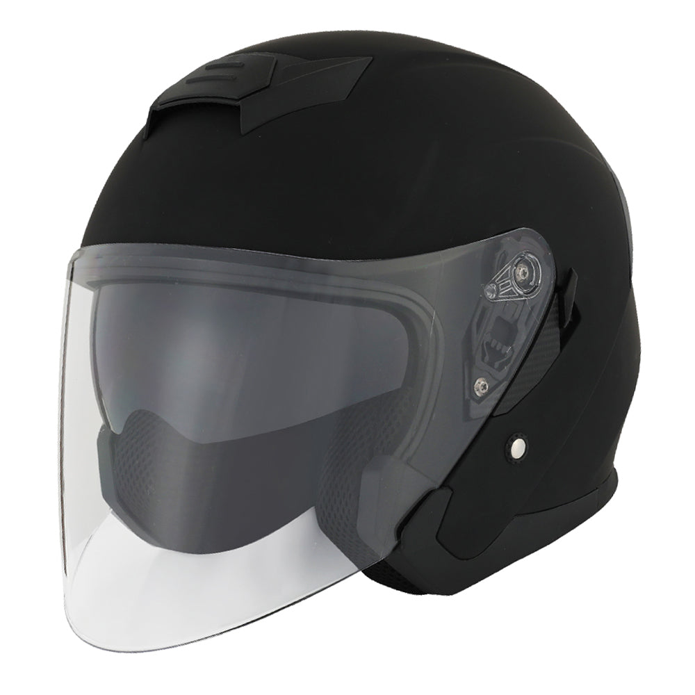 1Storm Motorcycle Open Face Helmet Scooter Classical Knight Bike Dual Lens/Sun Visor + Motorcycle Bluetooth Headset: HJK526