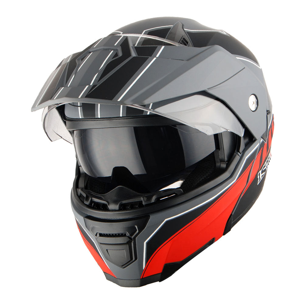 1Storm Motorcycle Dual Sport Modular Flip up Full Face Helmet Dual Visor: HJK910 DSPORT