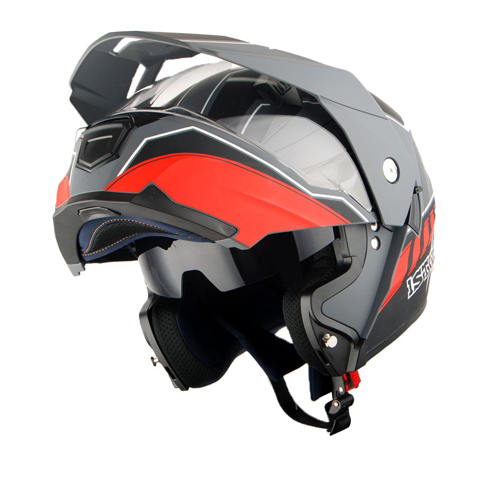 1Storm Motorcycle Dual Sport Modular Flip up Full Face Helmet Dual Visor: HJK910 DSPORT