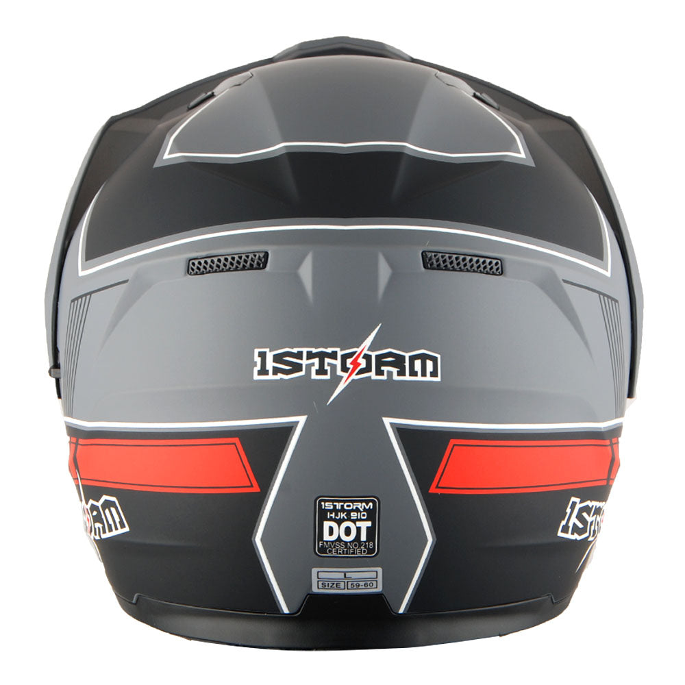 1Storm Motorcycle Dual Sport Modular Flip up Full Face Helmet Dual Visor: HJK910 DSPORT
