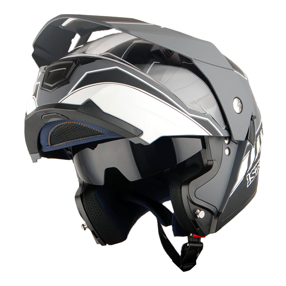 1Storm Motorcycle Dual Sport Modular Flip up Full Face Helmet Dual Visor: HJK910 DSPORT