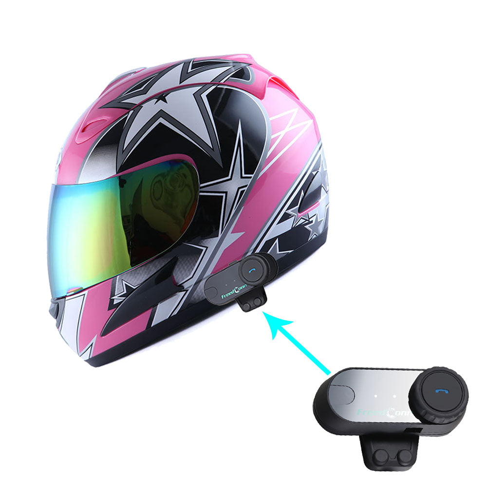 WOW Motorcycle HJM Street Bike Full Face Helmet + Motorcycle Bluetooth Headset