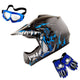 WOW Youth Kids Motocross BMX MX ATV Dirt Bike Helmet HJOY Dragon + Goggles + MG Youth Glove Bundle