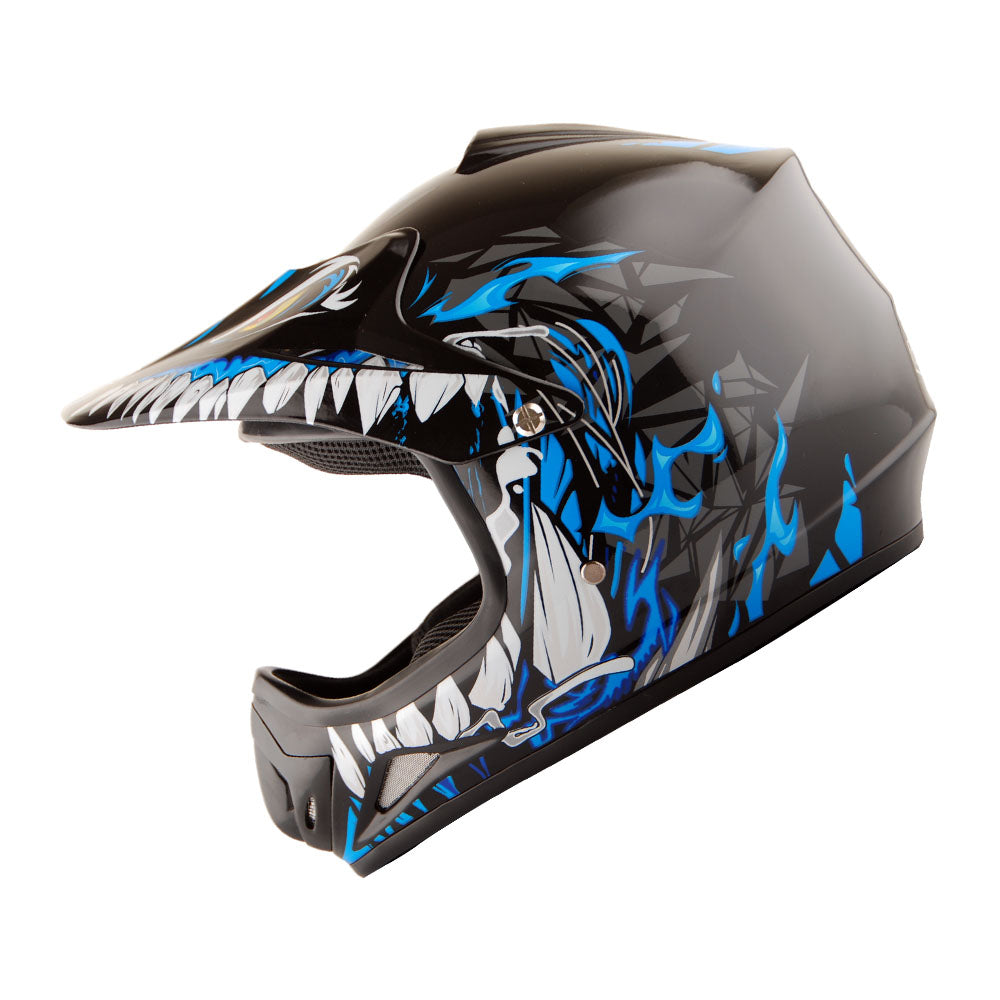 WOW Youth Kids Motocross BMX MX ATV Dirt Bike Helmet HJOY Dragon + Goggles + MG Youth Glove Bundle