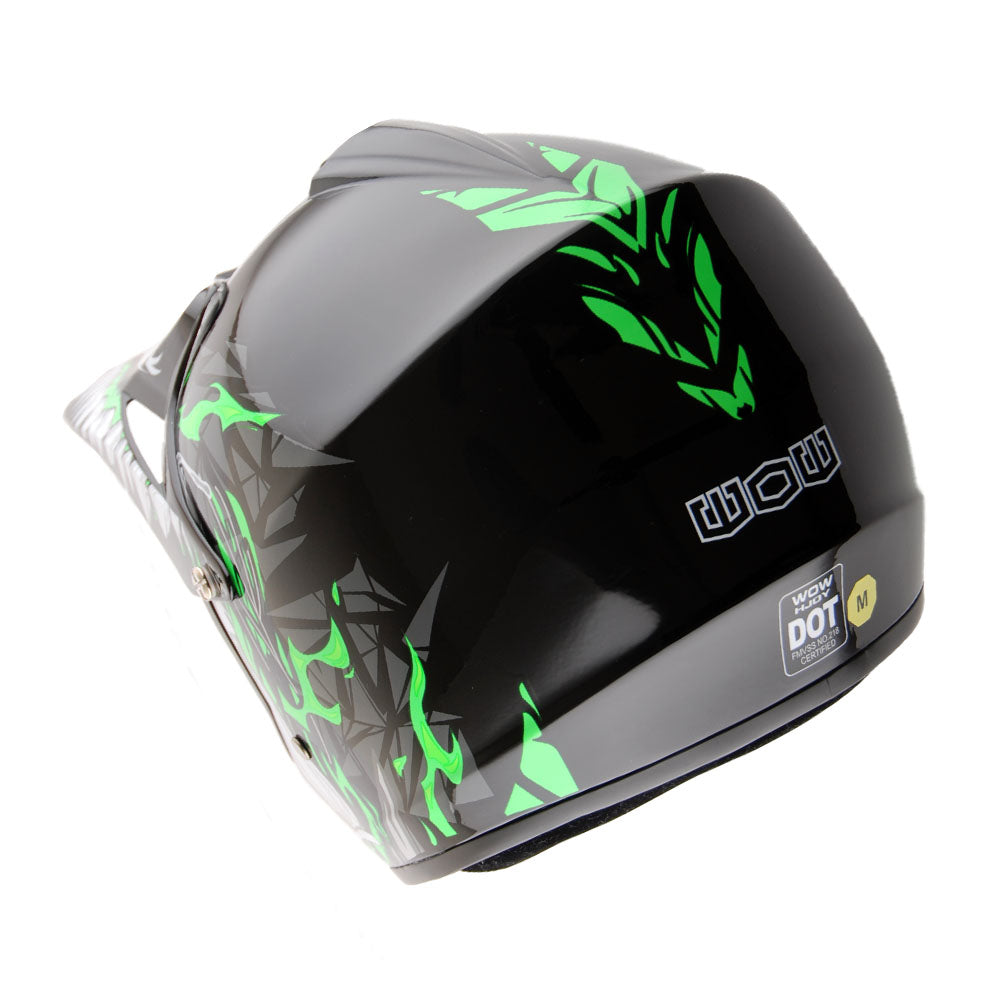 WOW Youth Kids Motocross BMX MX ATV Dirt Bike Helmet HJOY Dragon + Goggles + MG Youth Glove Bundle