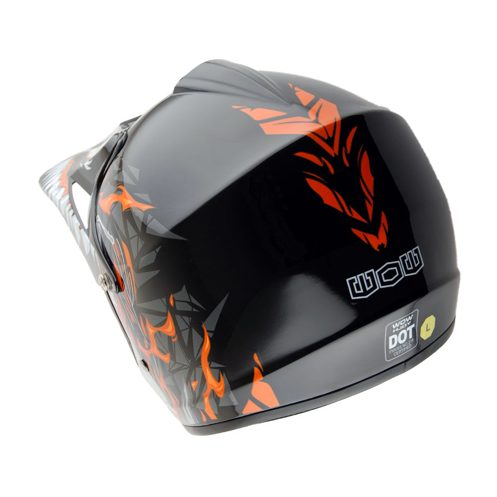 WOW Youth Kids Motocross BMX MX ATV Dirt Bike Helmet HJOY Dragon + Goggles + MG Youth Glove Bundle