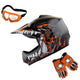WOW Youth Kids Motocross BMX MX ATV Dirt Bike Helmet HJOY Dragon + Goggles + MG Youth Glove Bundle