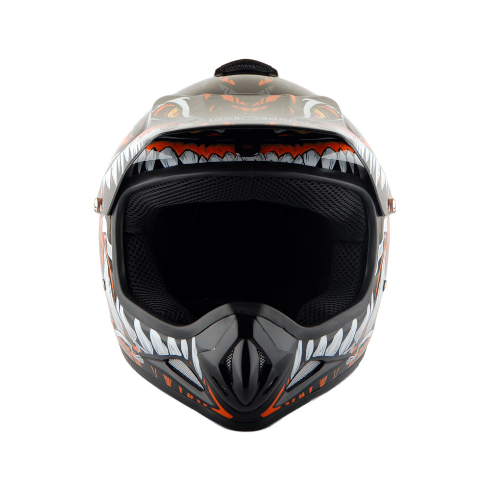 WOW Youth Kids Motocross BMX MX ATV Dirt Bike Helmet HJOY Dragon + Goggles + MG Youth Glove Bundle