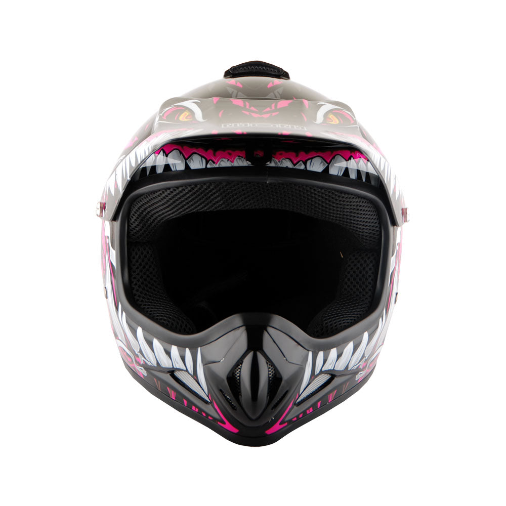 WOW Youth Kids Motocross BMX MX ATV Dirt Bike Helmet HJOY Dragon + Goggles + MG Youth Glove Bundle