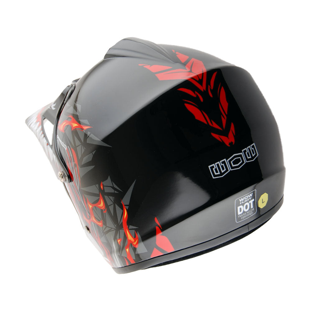 WOW Youth Kids Motocross BMX MX ATV Dirt Bike Helmet HJOY Dragon + Goggles + MG Youth Glove Bundle