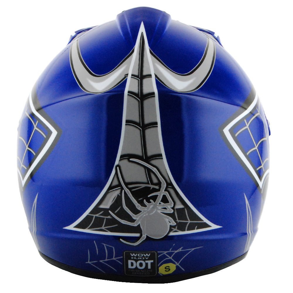 WOW Youth Kids Motocross BMX MX ATV Dirt Bike Helmet Spider Spider Web: HJOY