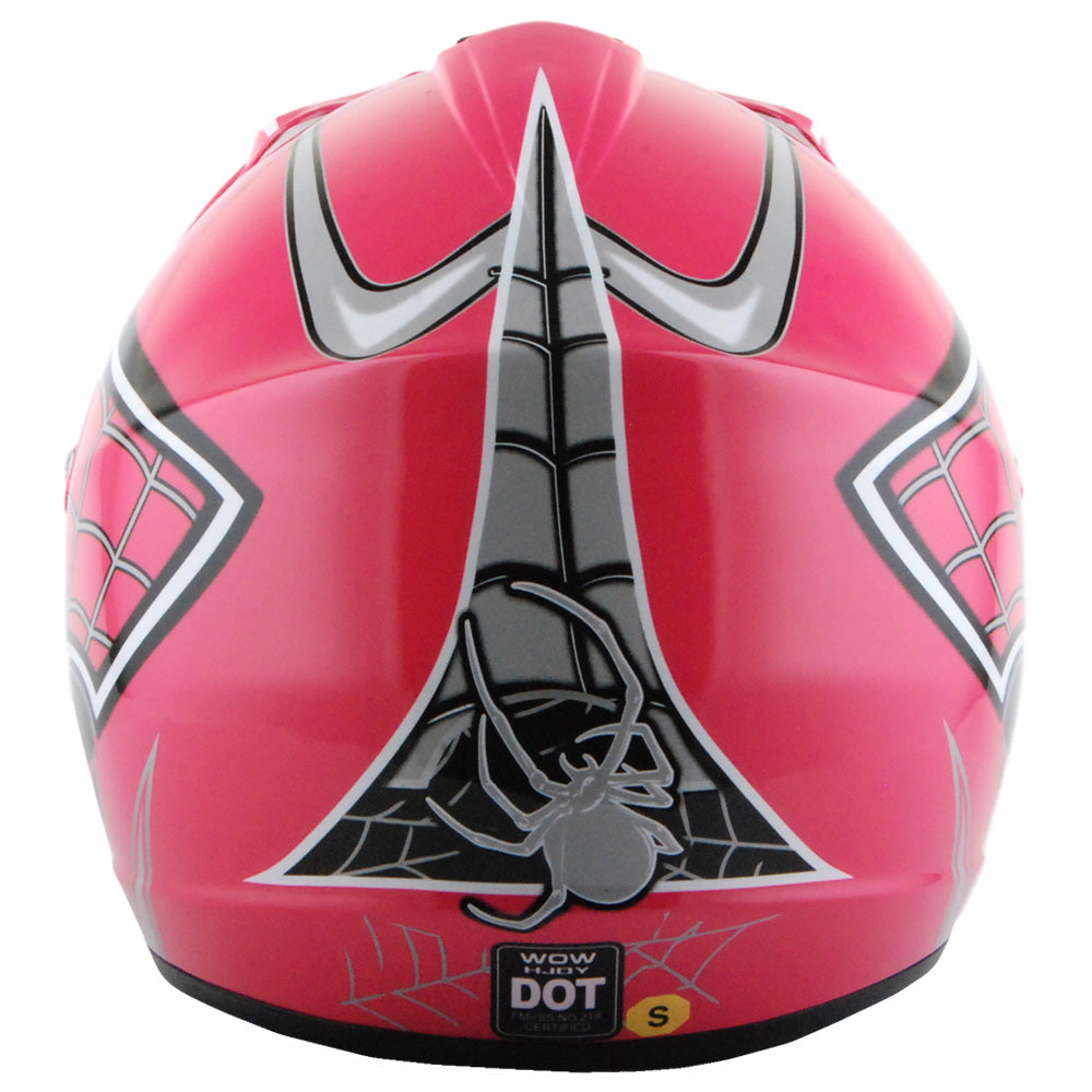 WOW Youth Motocross Helmet HJOY BMX MX ATV Dirt Bike Helmet Spider Web + Goggles + Martian Spider Glove Youth Bundle