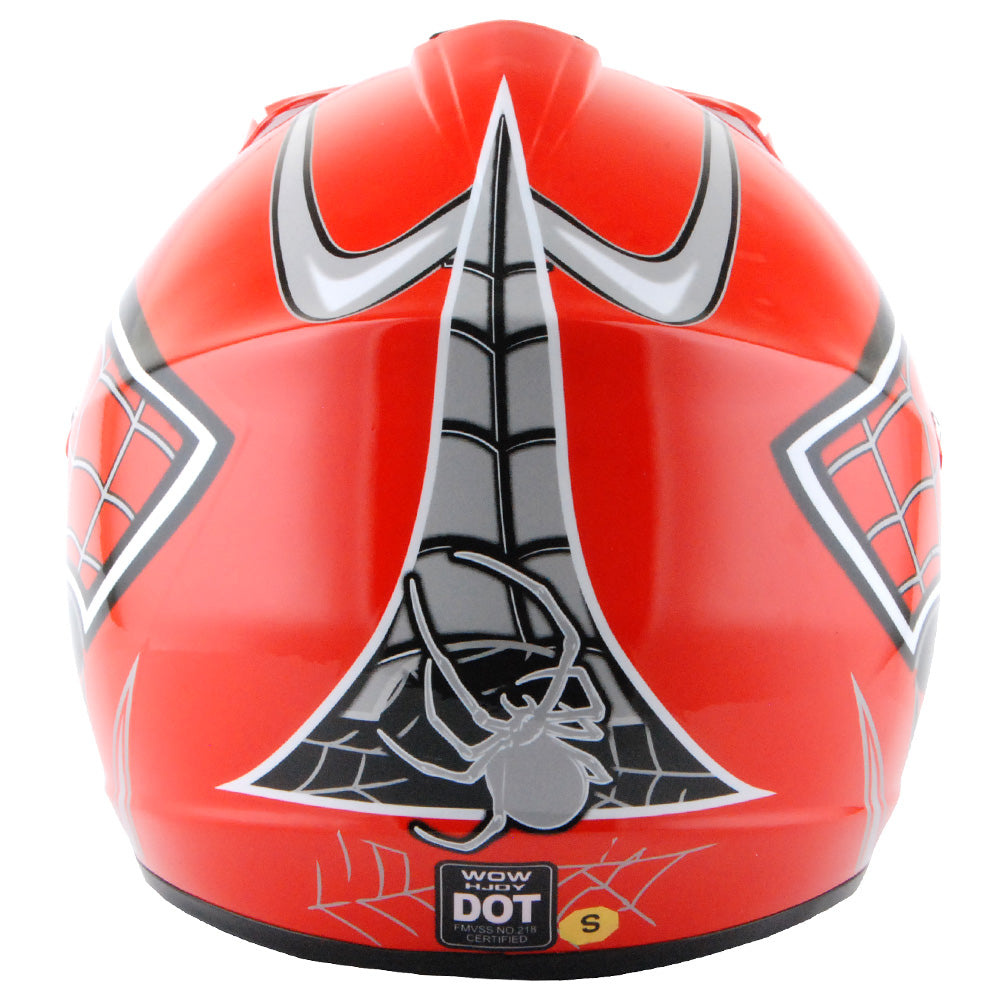 Wow youth kids motocross bmx mx atv dirt bike helmet spider red sale