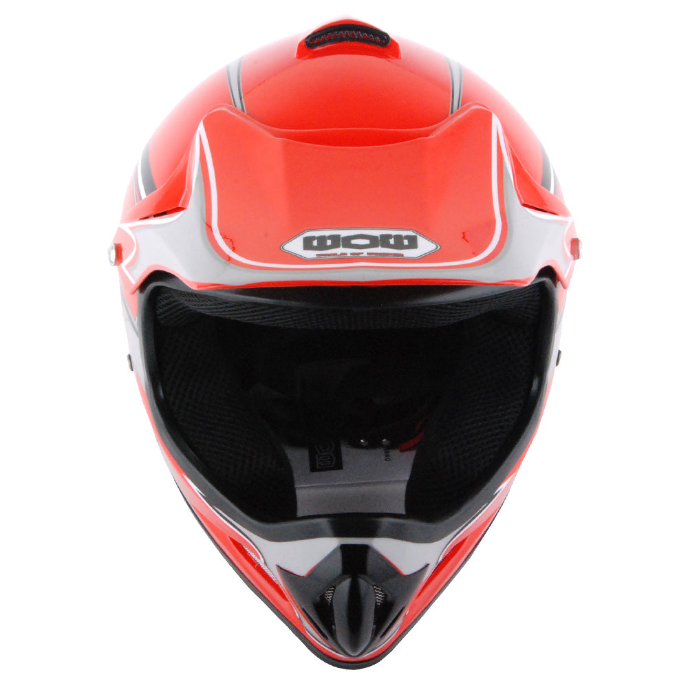 Wow youth kids motocross bmx mx atv dirt bike helmet spider red sale