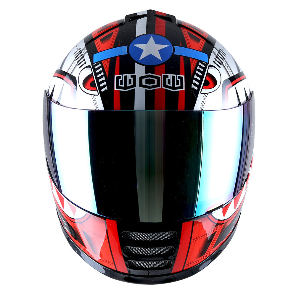 WOW Youth Motorcycle Full Face Helmet Street Bike BMX MX  Kids Shark + MX Skeleton Glove Bundle: HKY-B15