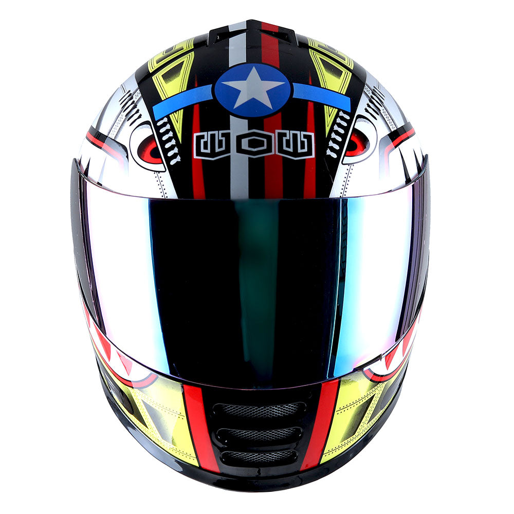 WOW Youth Motorcycle Full Face Helmet Street Bike BMX MX  Kids Shark + MX Skeleton Glove Bundle: HKY-B15