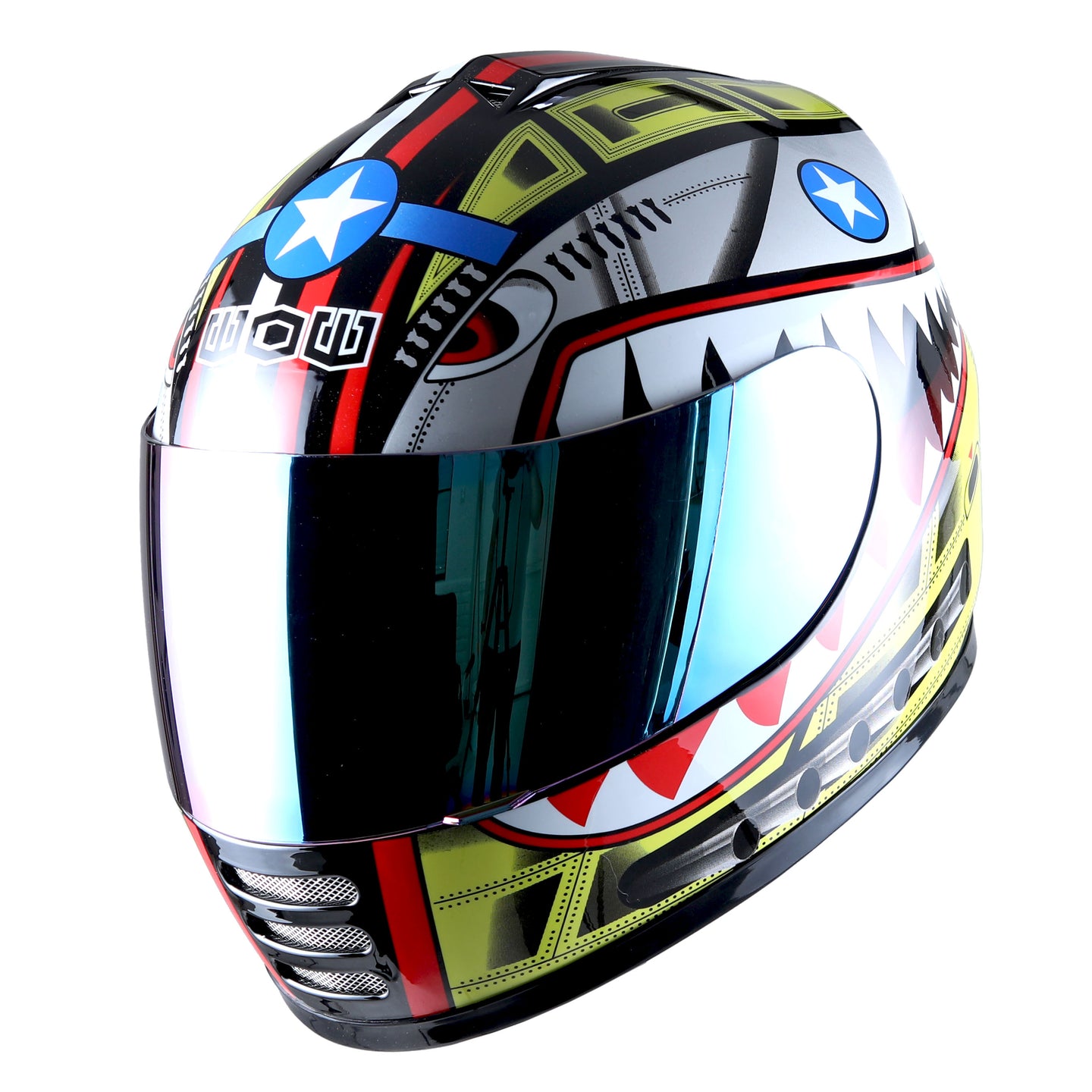 WOW Youth Motorcycle Full Face Helmet Street Bike BMX MX  Kids Shark + MX Skeleton Glove Bundle: HKY-B15