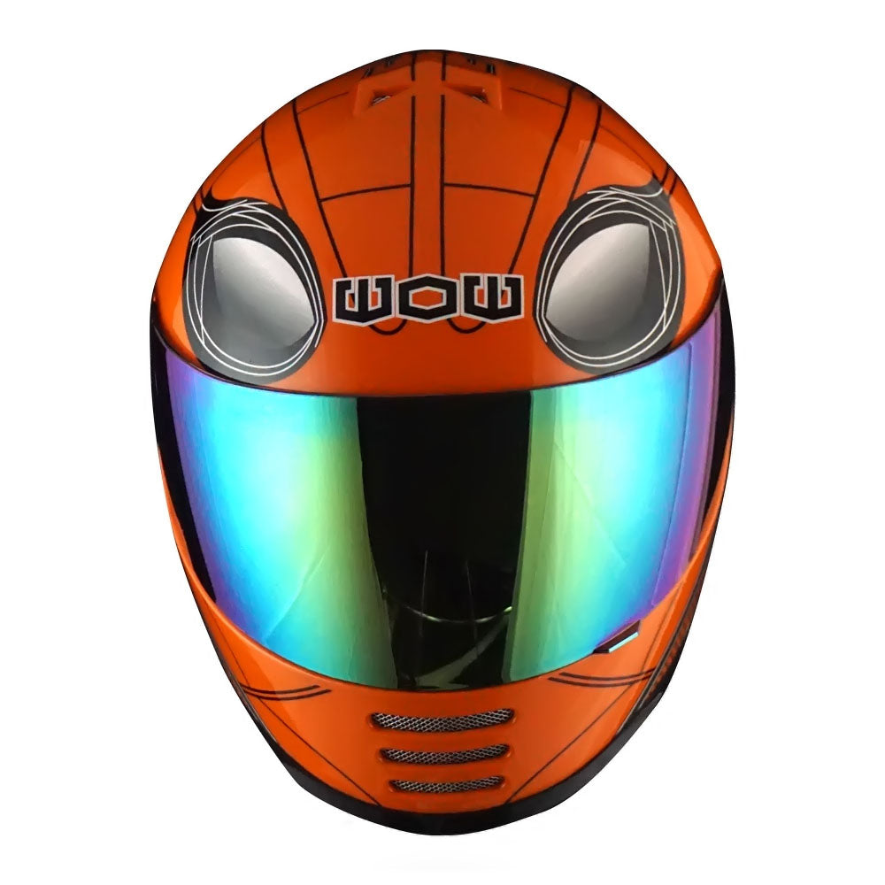 WOW Youth Motorcycle Full Face Helmet Street Bike BMX MX  Kids Shark + MX Skeleton Glove Bundle: HKY-B15