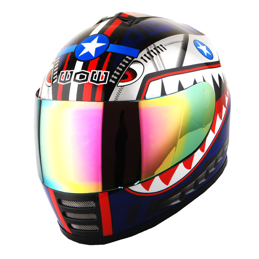 WOW Motorcycle Full Face Helmet Street Bike BMX MX Youth Kids Shark: HKY-B15