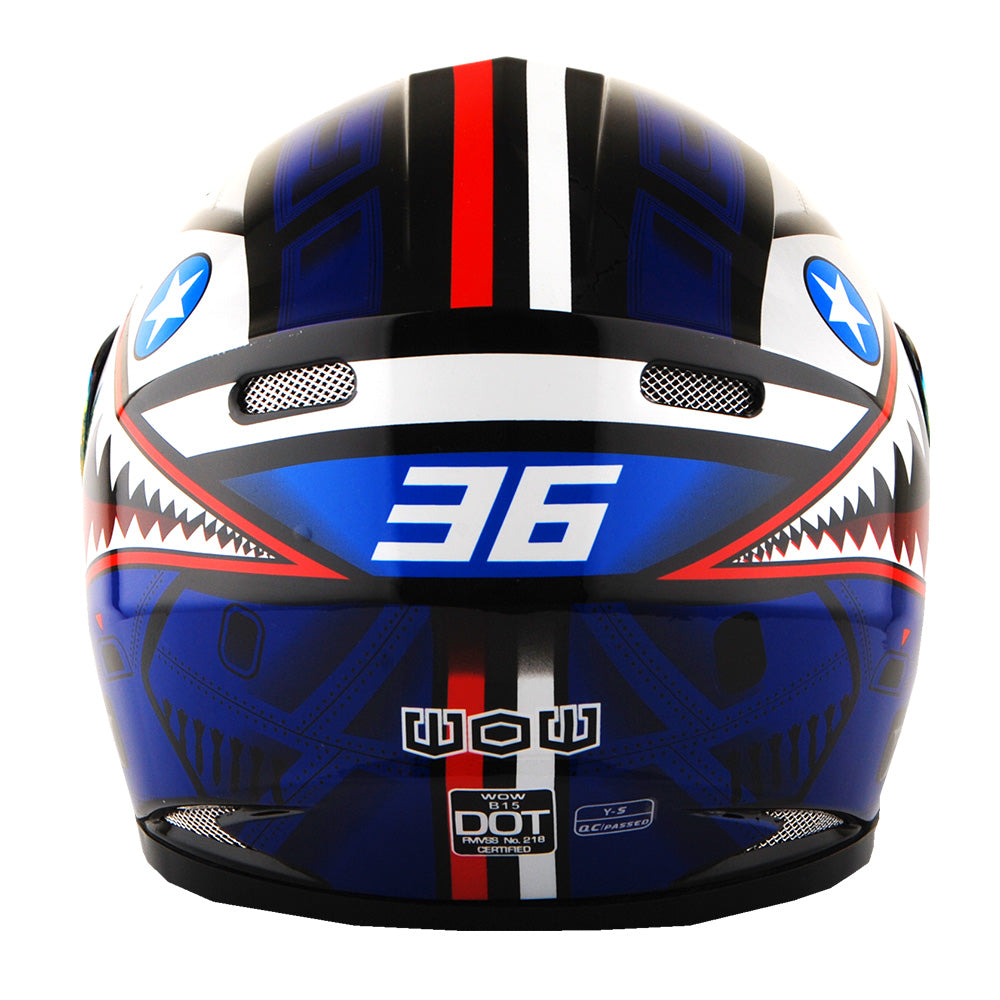 WOW Motorcycle Full Face Helmet Street Bike BMX MX Youth Kids Shark: HKY-B15