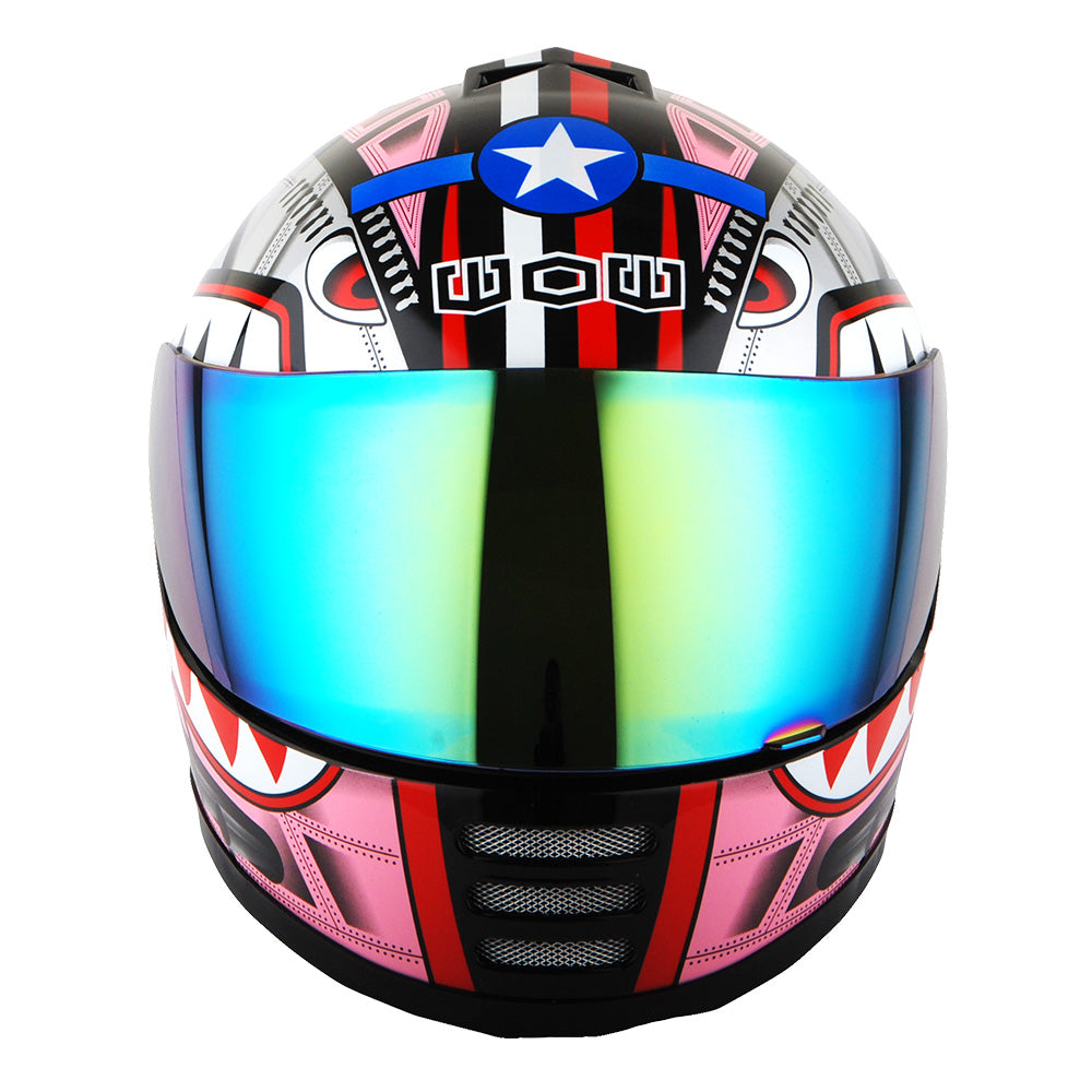 WOW Motorcycle Full Face Helmet Street Bike BMX MX Youth Kids Hky-b15 Monster Shark Blue