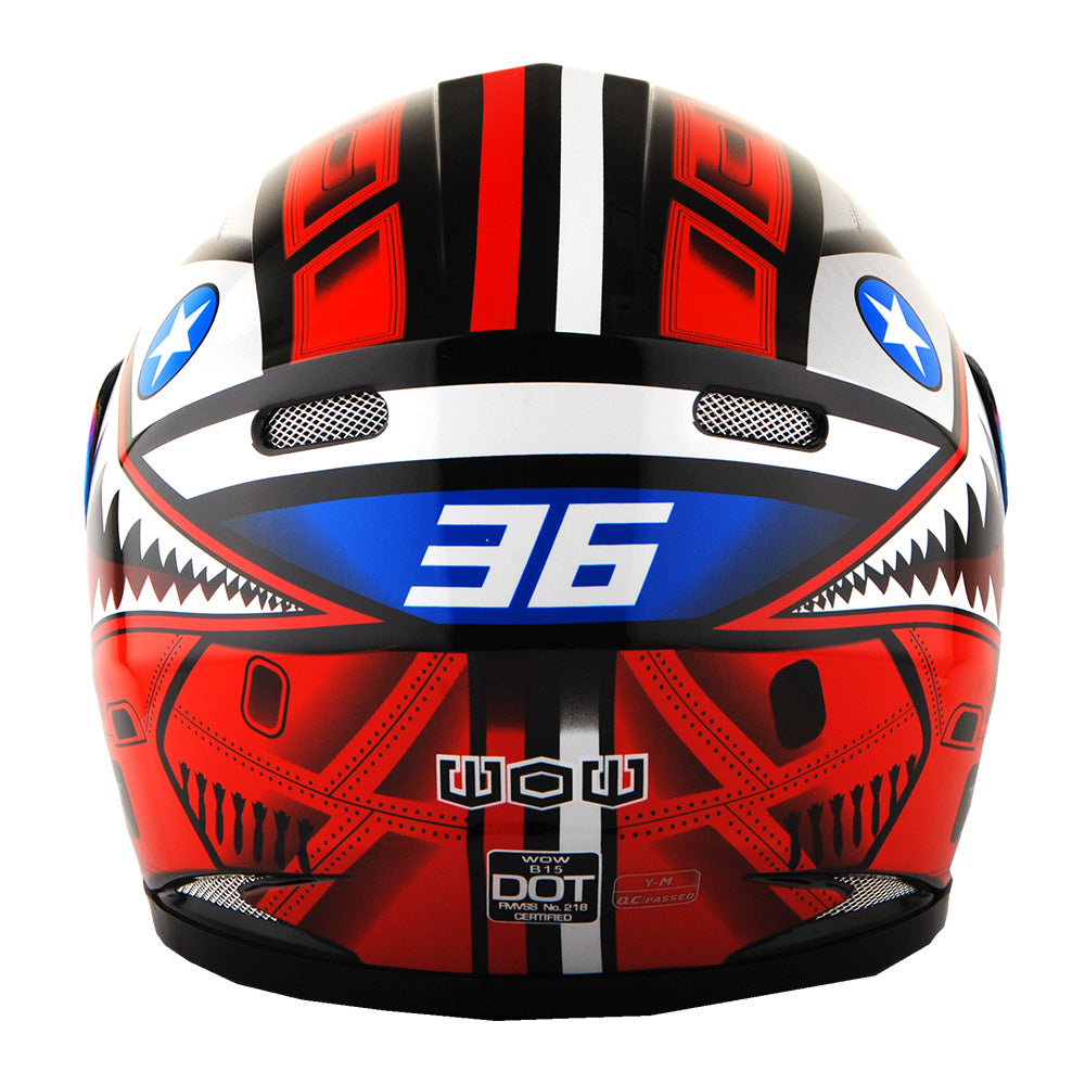 WOW Youth Kids Motorcycle  Street Bike BMX MX Full Face Close Out Helmet: HKY-B15CLS