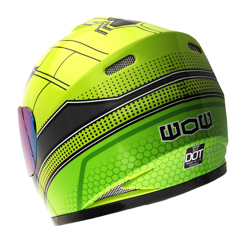 WOW Youth Motorcycle Full Face Helmet Street Bike BMX MX  Kids Shark + MX Skeleton Glove Bundle: HKY-B15