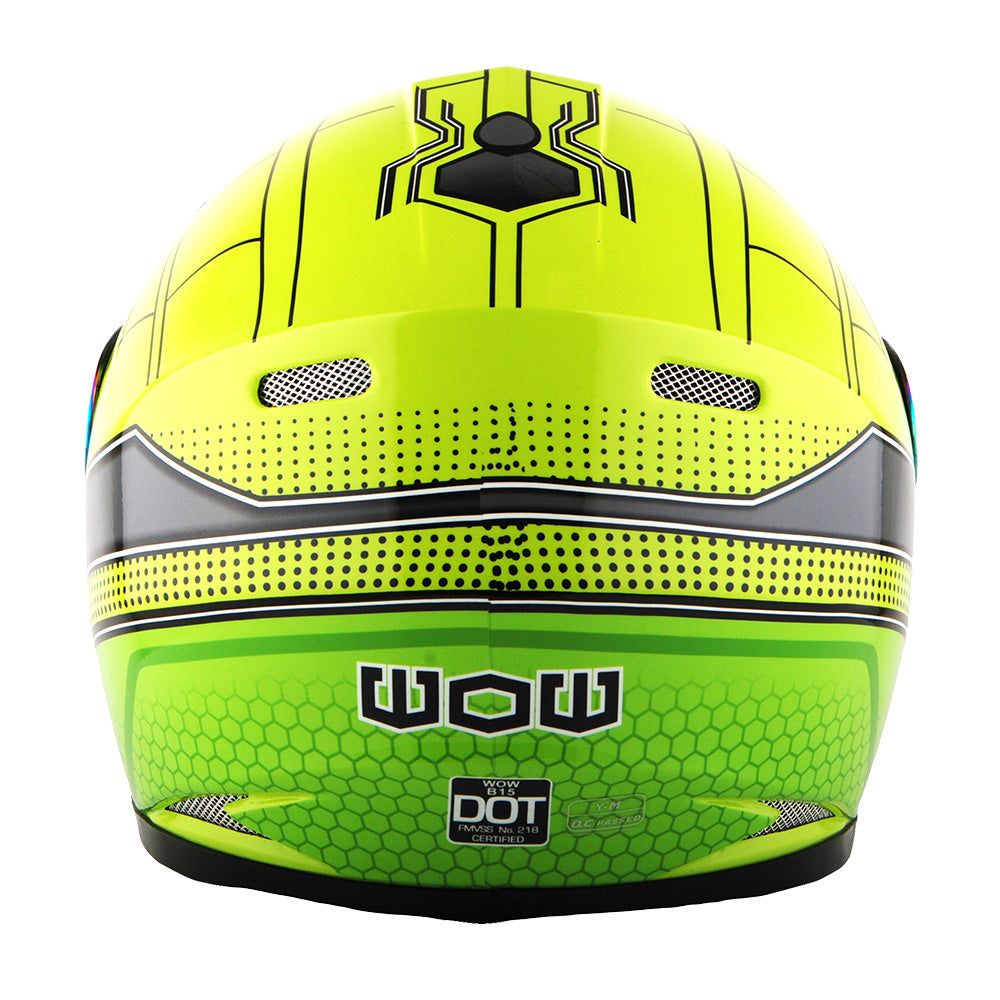 WOW Youth Kids Motorcycle Full Face Helmet Street Bike BMX MX + Skeleton Glove Bundle: HKY-B15