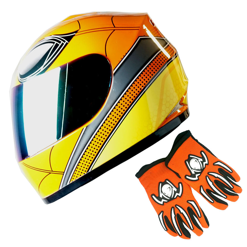 1Storm Youth Kids Motorcycle Full Face Helmet Street Bike BMX MX + MG Youth Glove Bundle