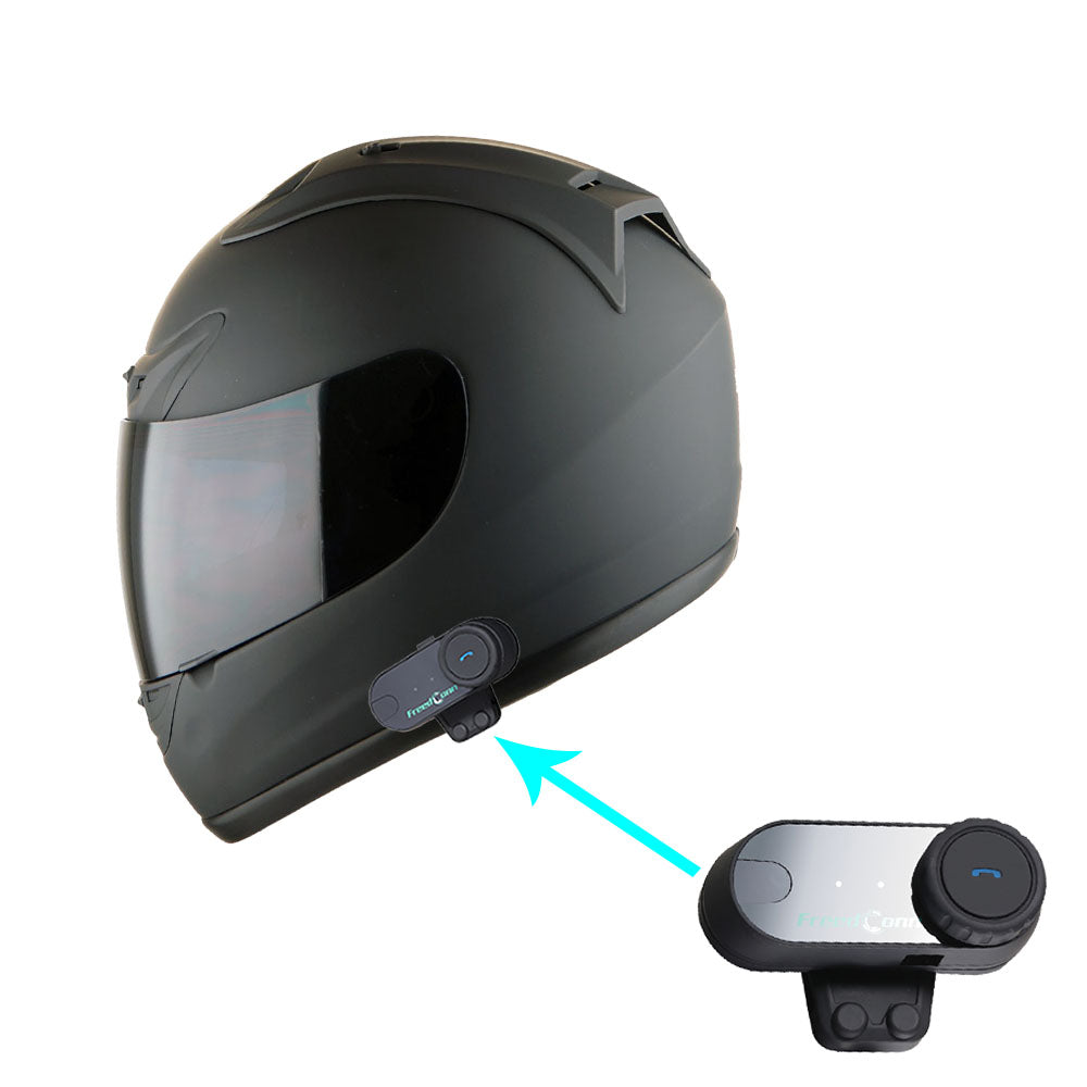 1Storm New Motorcycle JH901 Bike Full Face Helmet + One Extra Clear Shield + Motorcycle Bluetooth Headset Z Bluetooth Matt Black / XL(61-62 cm 23.8