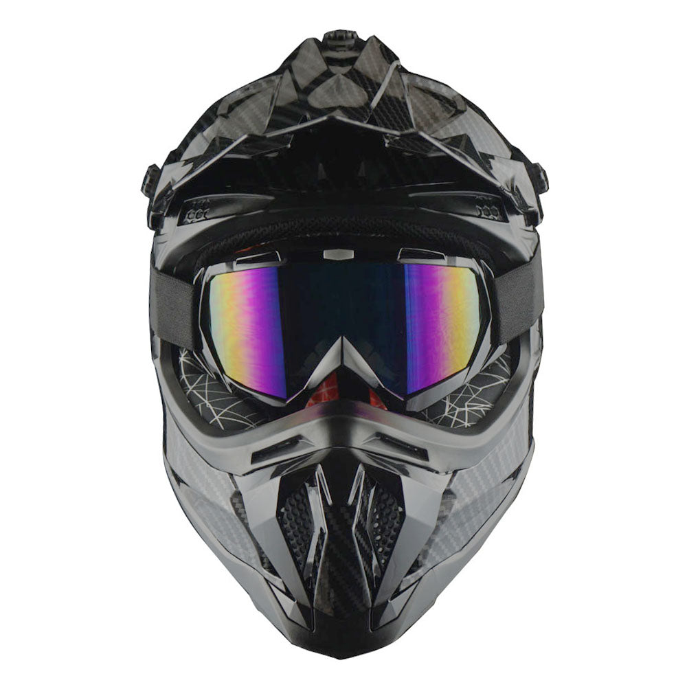 1Storm Adult Motocross HelmetTrack Style JH601 + Goggles + Skeleton Glove Bundle