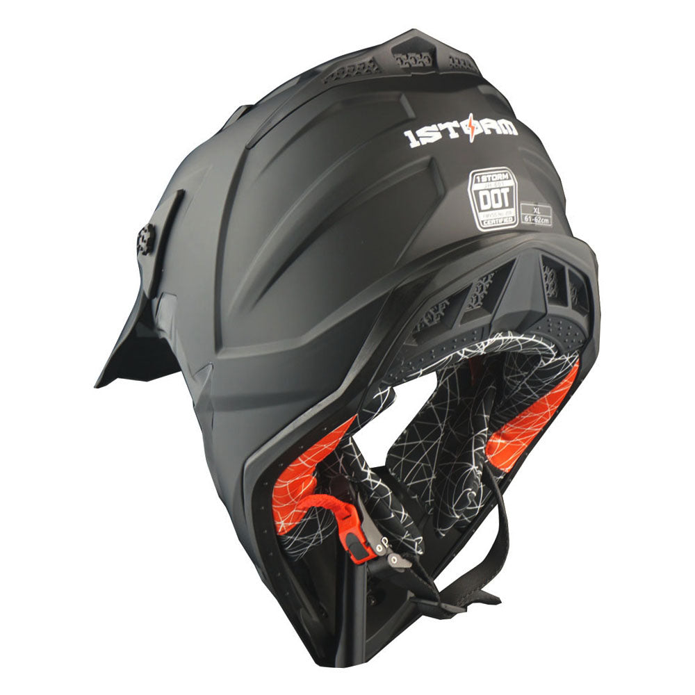 1Storm Adult Motocross HelmetTrack Style JH601 + Goggles + Skeleton Glove Bundle