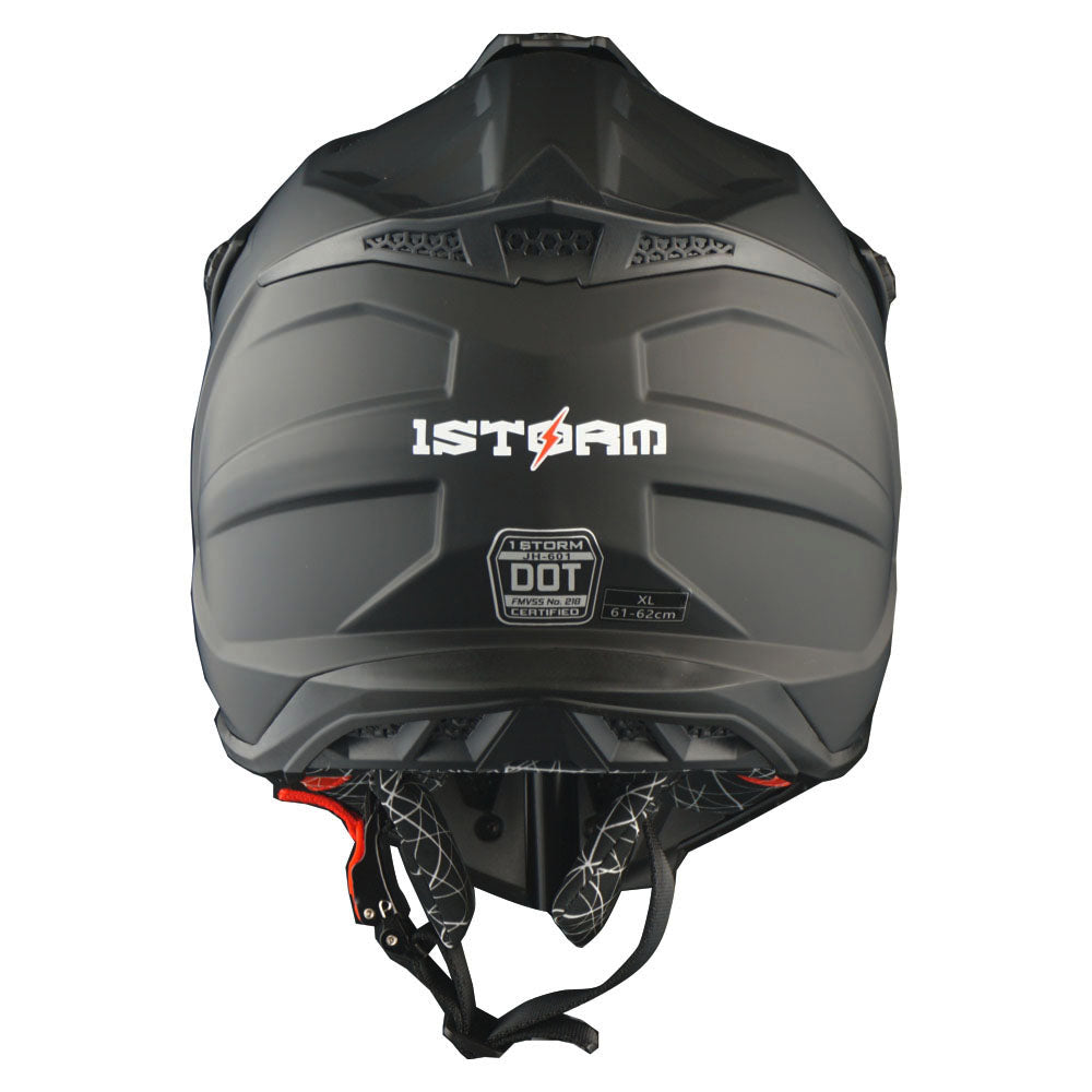 1Storm Adult Motocross HelmetTrack Style JH601 + Goggles + Skeleton Glove Bundle