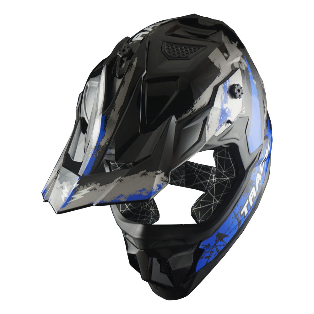 1Storm Adult Motocross HelmetTrack Style JH601 + Goggles + Skeleton Glove Bundle