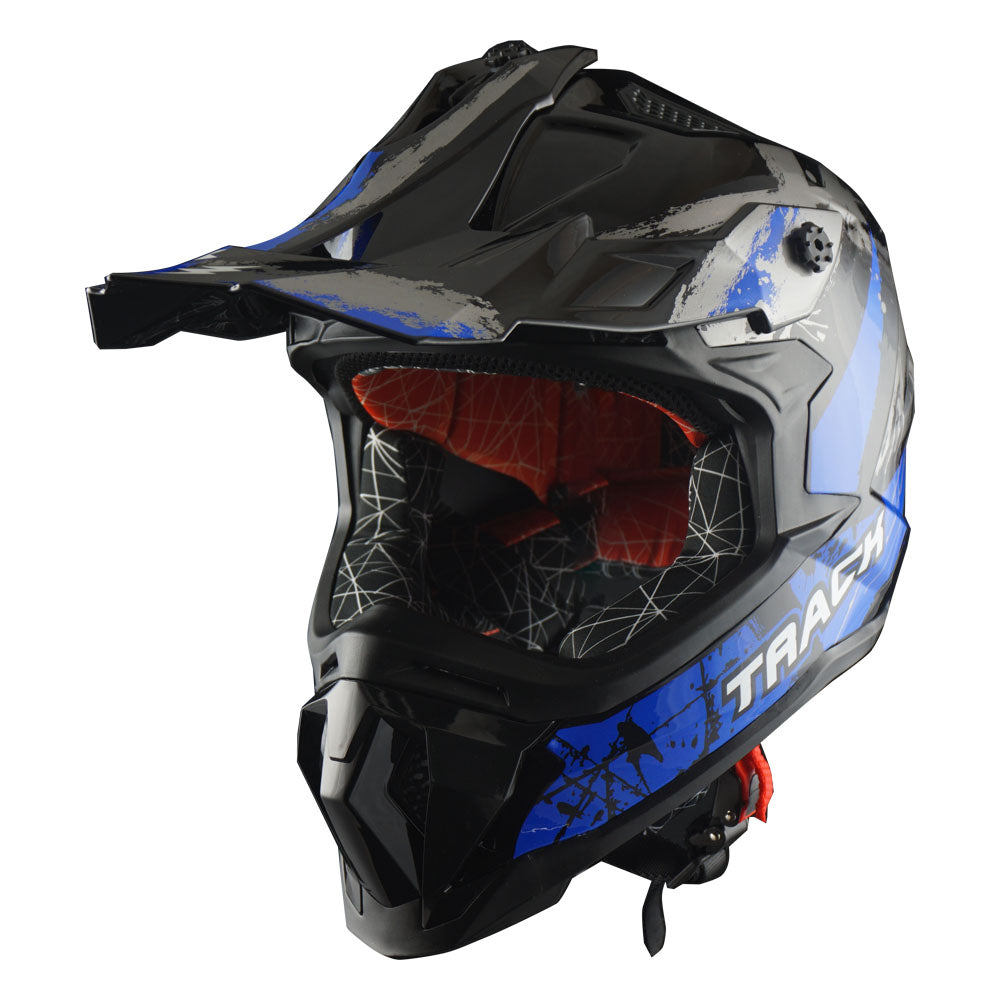 1Storm Adult Motocross HelmetTrack Style JH601 + Goggles + Skeleton Glove Bundle