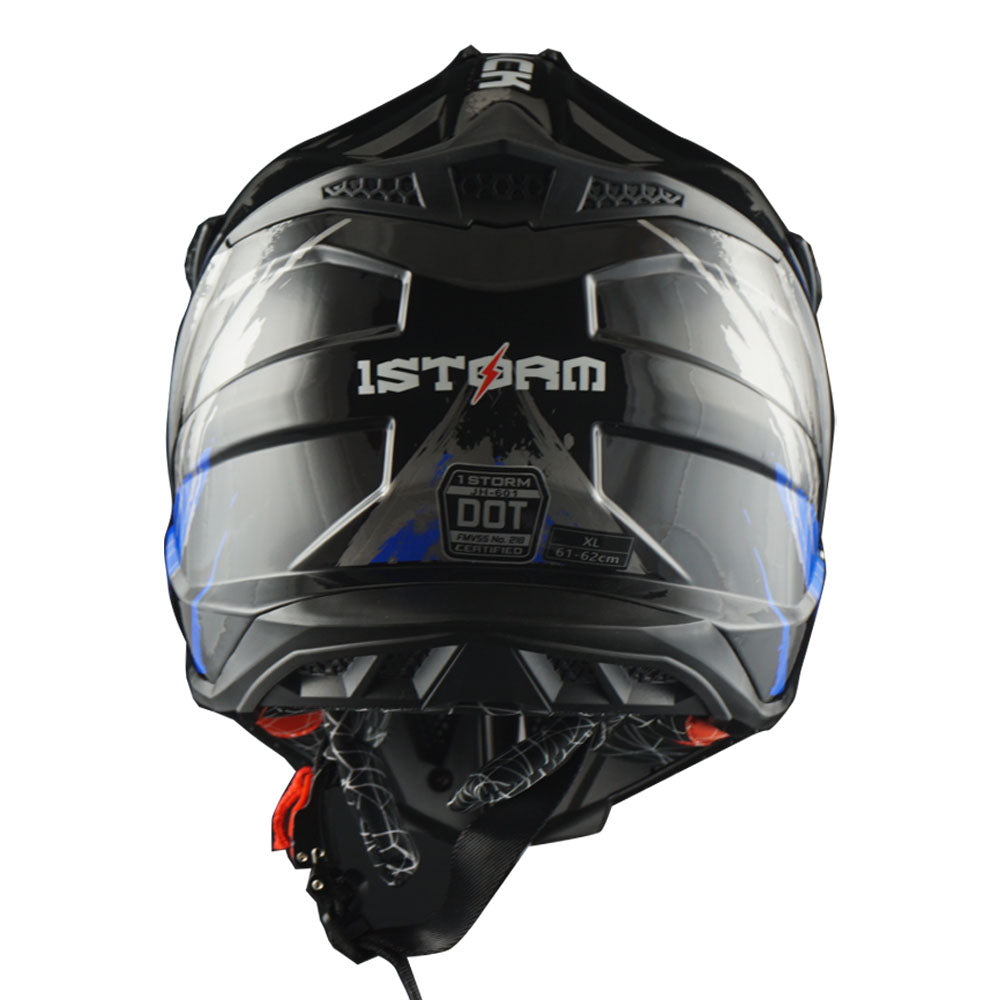 1Storm Adult Motocross HelmetTrack Style JH601 + Goggles + Skeleton Glove Bundle