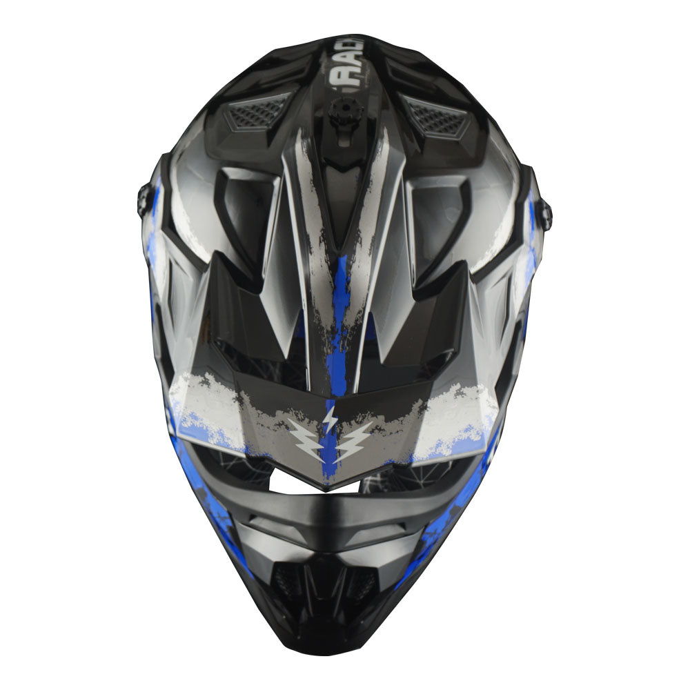 1Storm Adult Motocross HelmetTrack Style JH601 + Goggles + Skeleton Glove Bundle