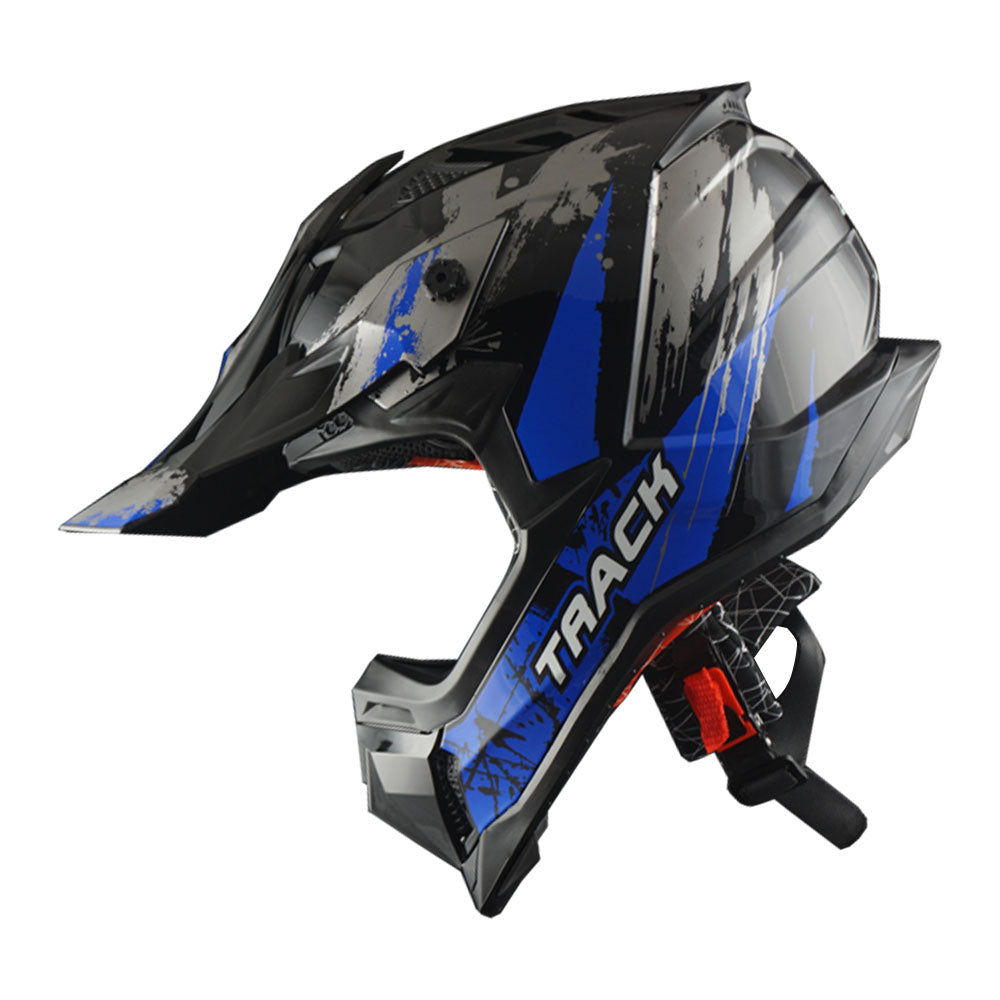 1Storm Adult Motocross HelmetTrack Style JH601 + Goggles + Skeleton Glove Bundle