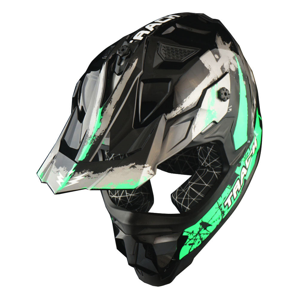 1Storm Adult Motocross HelmetTrack Style JH601 + Goggles + Skeleton Glove Bundle