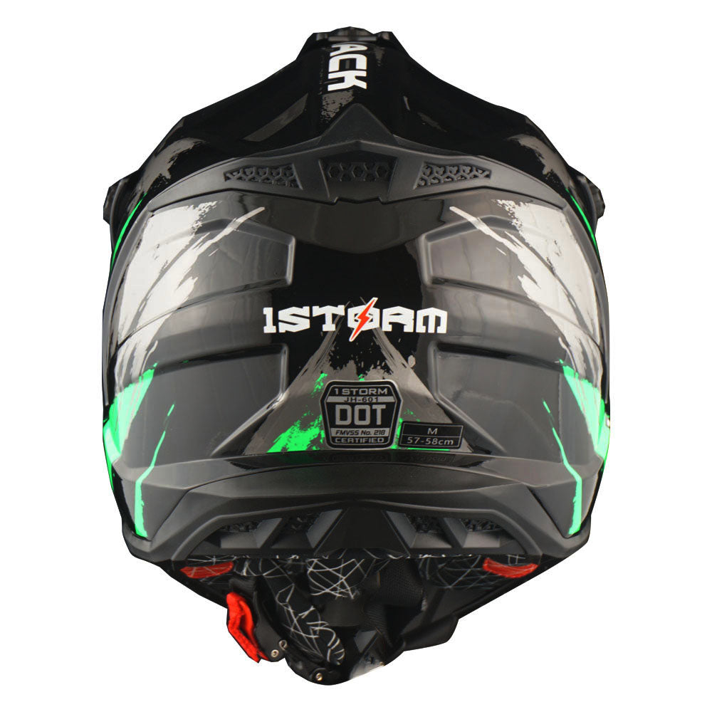 1Storm Adult Motocross HelmetTrack Style JH601 + Goggles + Skeleton Glove Bundle