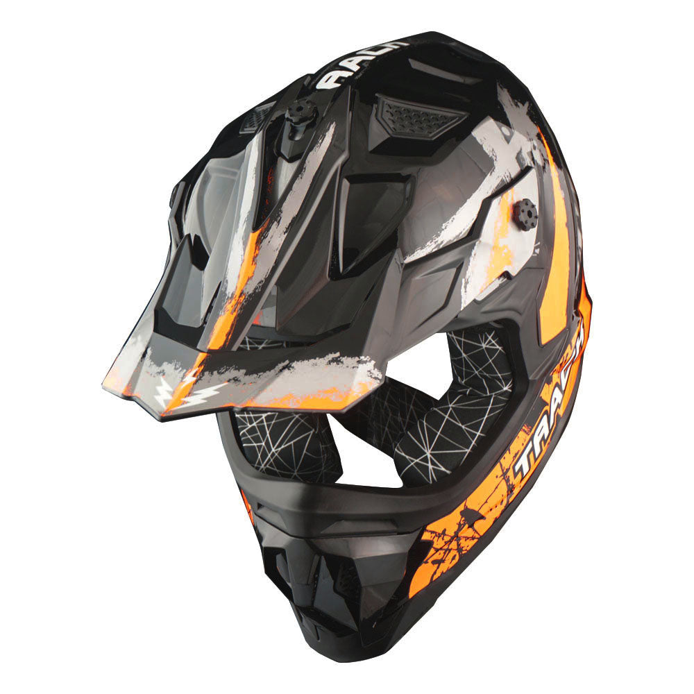 1Storm Adult Motocross HelmetTrack Style JH601 + Goggles + Skeleton Glove Bundle