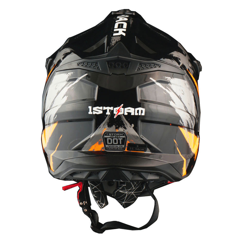 1Storm Adult Motocross HelmetTrack Style JH601 + Goggles + Skeleton Glove Bundle