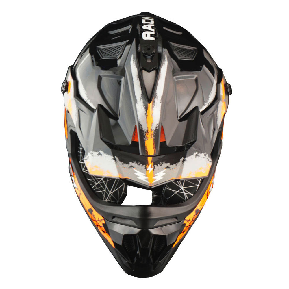 1Storm Adult Motocross HelmetTrack Style JH601 + Goggles + Skeleton Glove Bundle