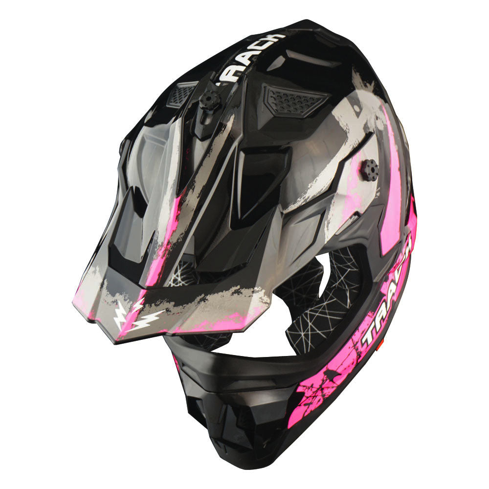 1Storm Adult Motocross HelmetTrack Style JH601 + Goggles + Skeleton Glove Bundle